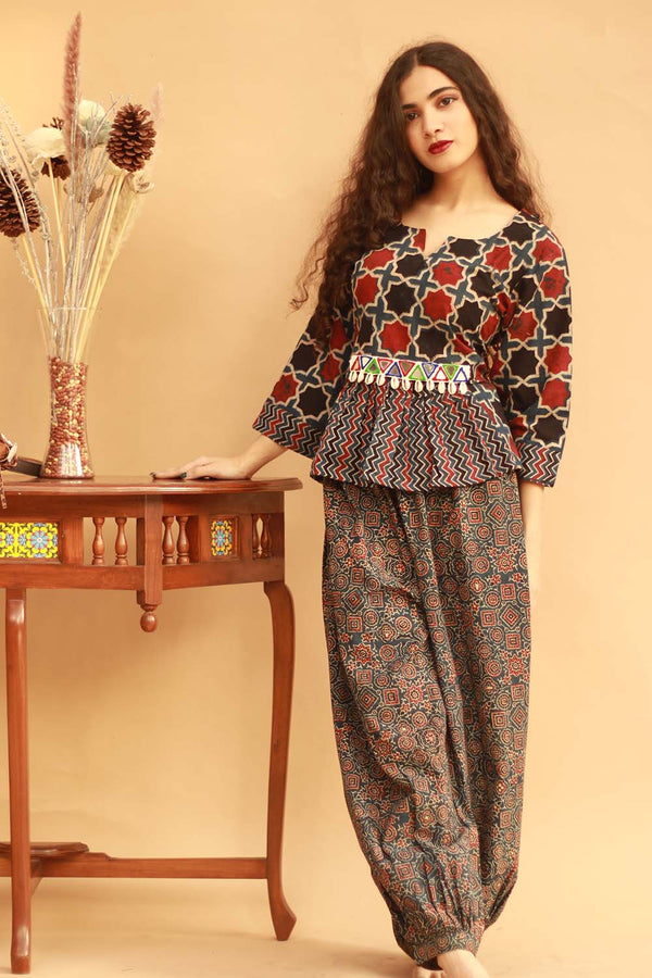 Cotton Co-Ord Set in  Indigo Ajrakh