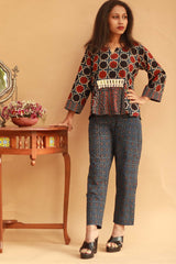 Cotton Co-Ord Set in  Indigo Ajrakh Trellis