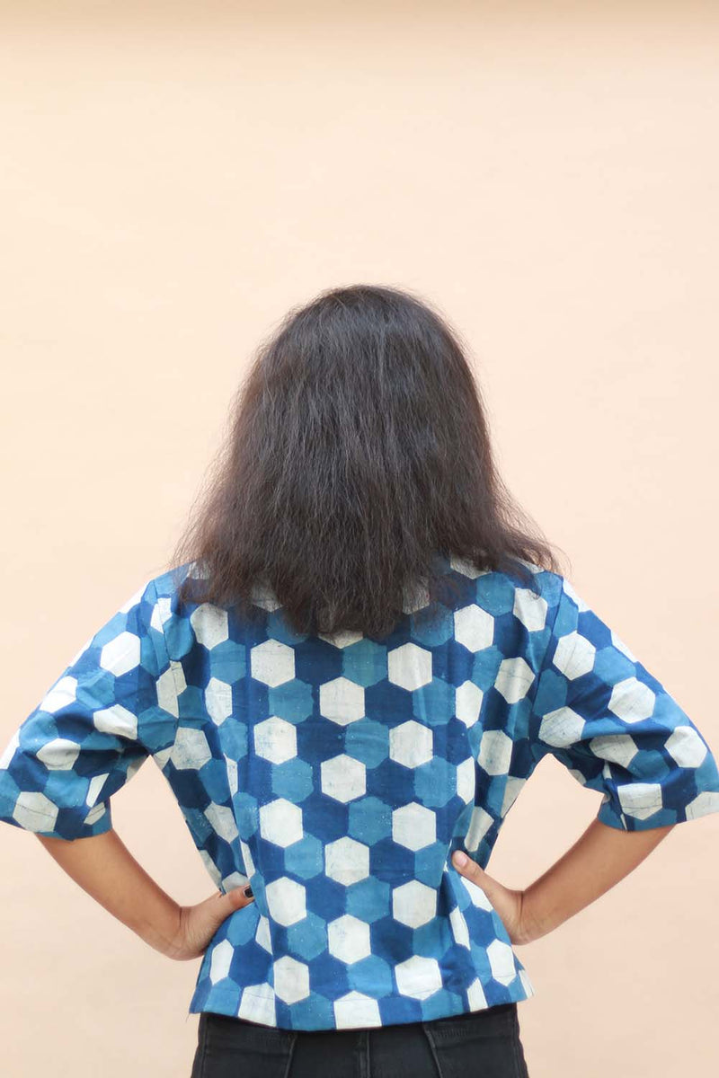 Indigo Shatkon Cropped Shirt