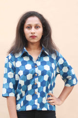 Indigo Shatkon Cropped Shirt