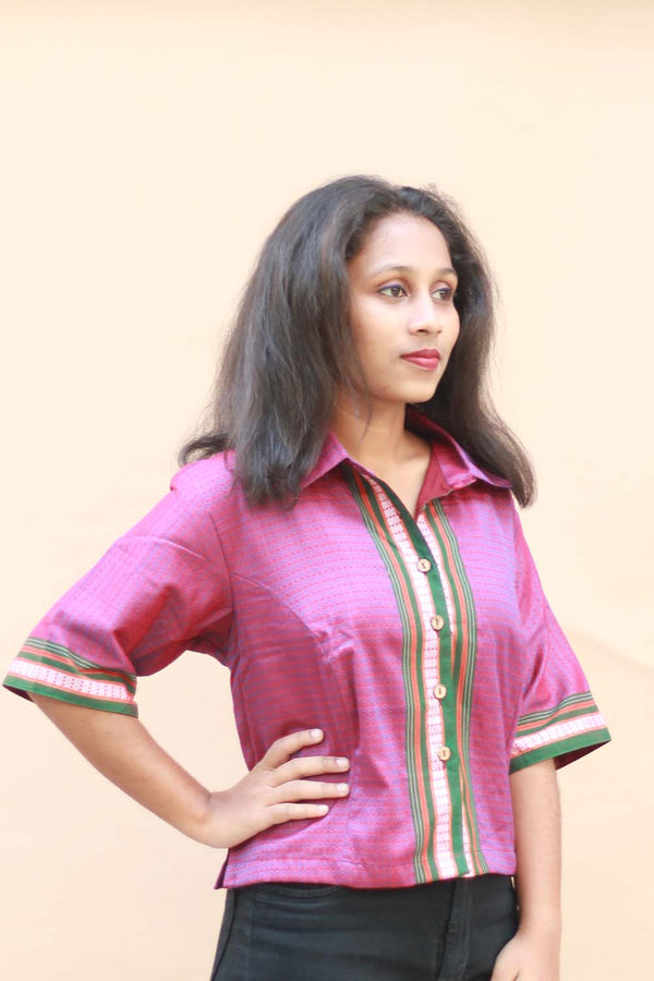 Kanaka | Khunn Cropped Shirt | Fuschia