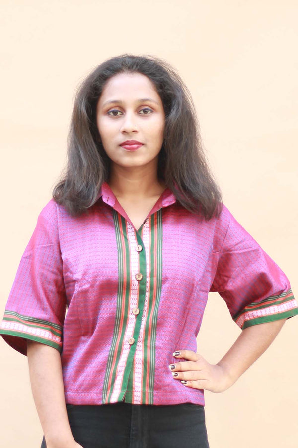 Kanaka | Khunn Cropped Shirt | Fuschia