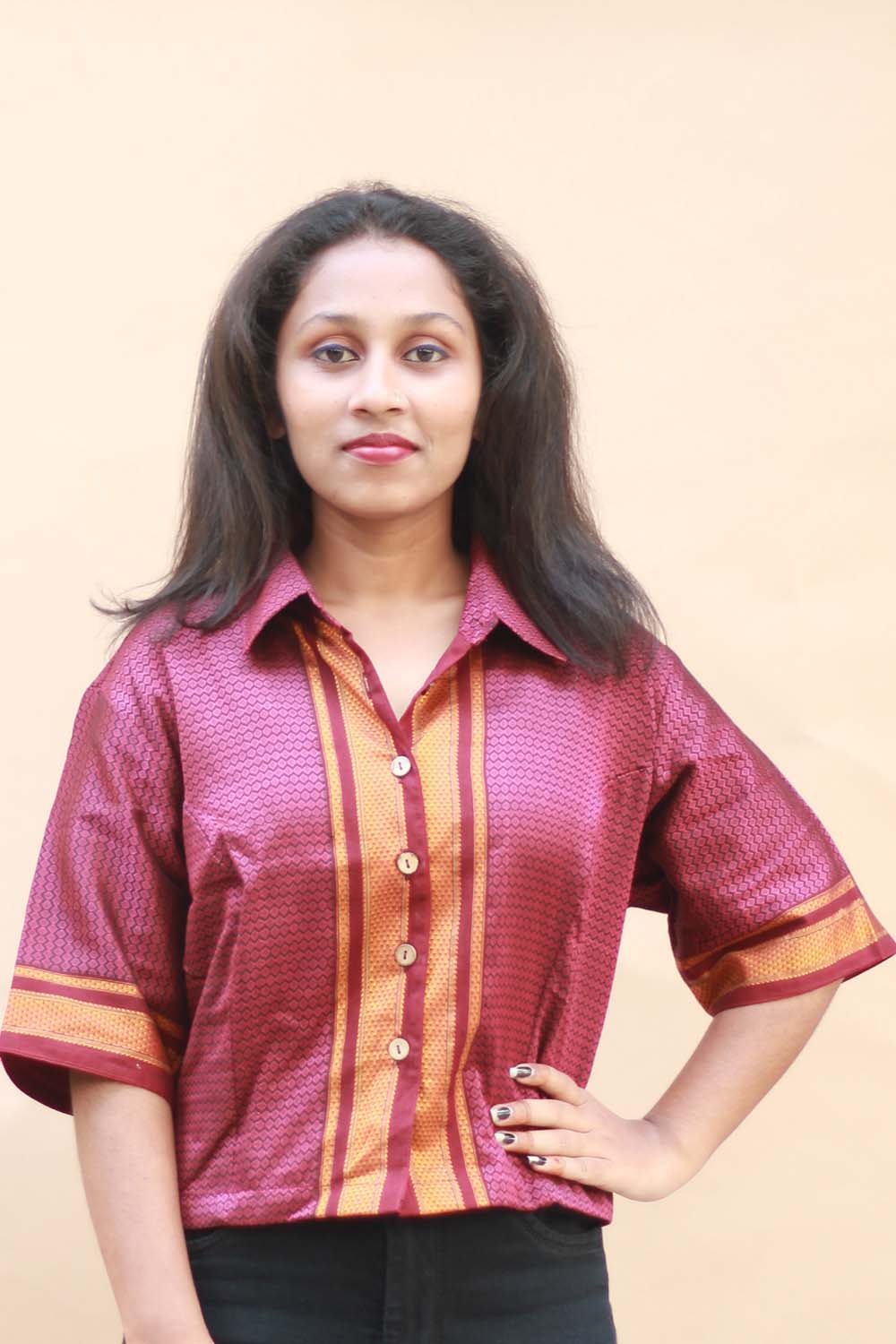 Kanaka | Khunn Cropped  Shirt-Blouse | Kumkum