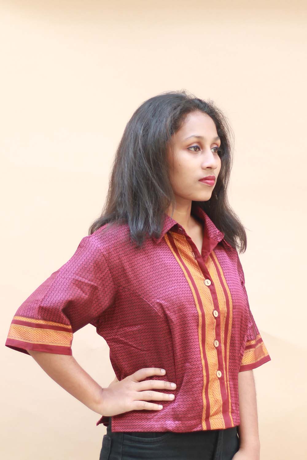 Kanaka | Khunn Cropped  Shirt-Blouse | Kumkum