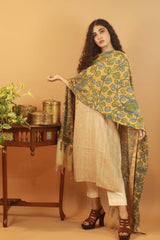 Pen Kalamkari Cotton Silk Dupatta