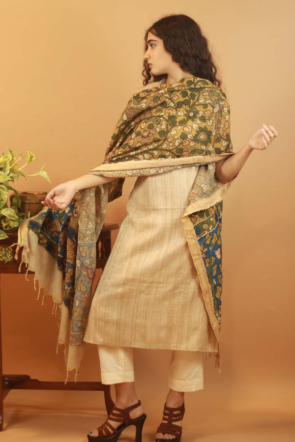 Pen Kalamkari Cotton Dupatta