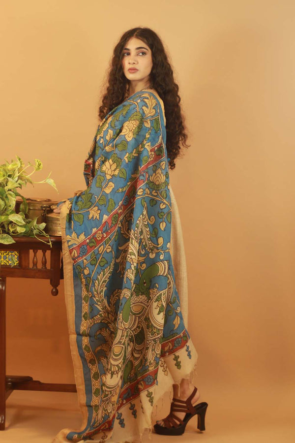Pen Kalamkari Cotton Silk Dupatta