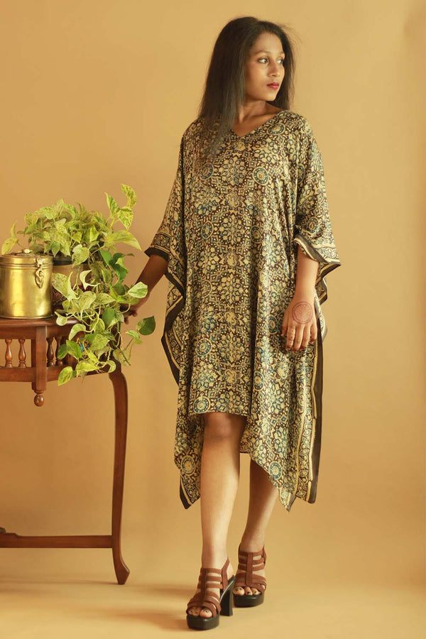 Sitaara |  Modal Kaftan | Ajrakh Umber Chakra