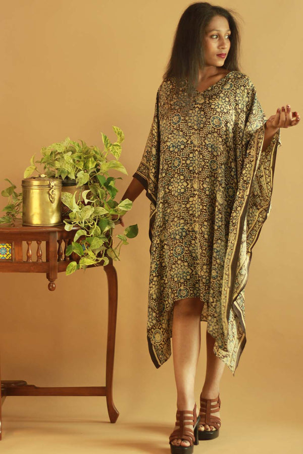 Sitaara |  Modal Kaftan | Ajrakh Umber Chakra