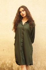 Shirt Dress in Rayon | Green