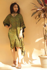 Ajrakh Modal Kaftan Dress - Green