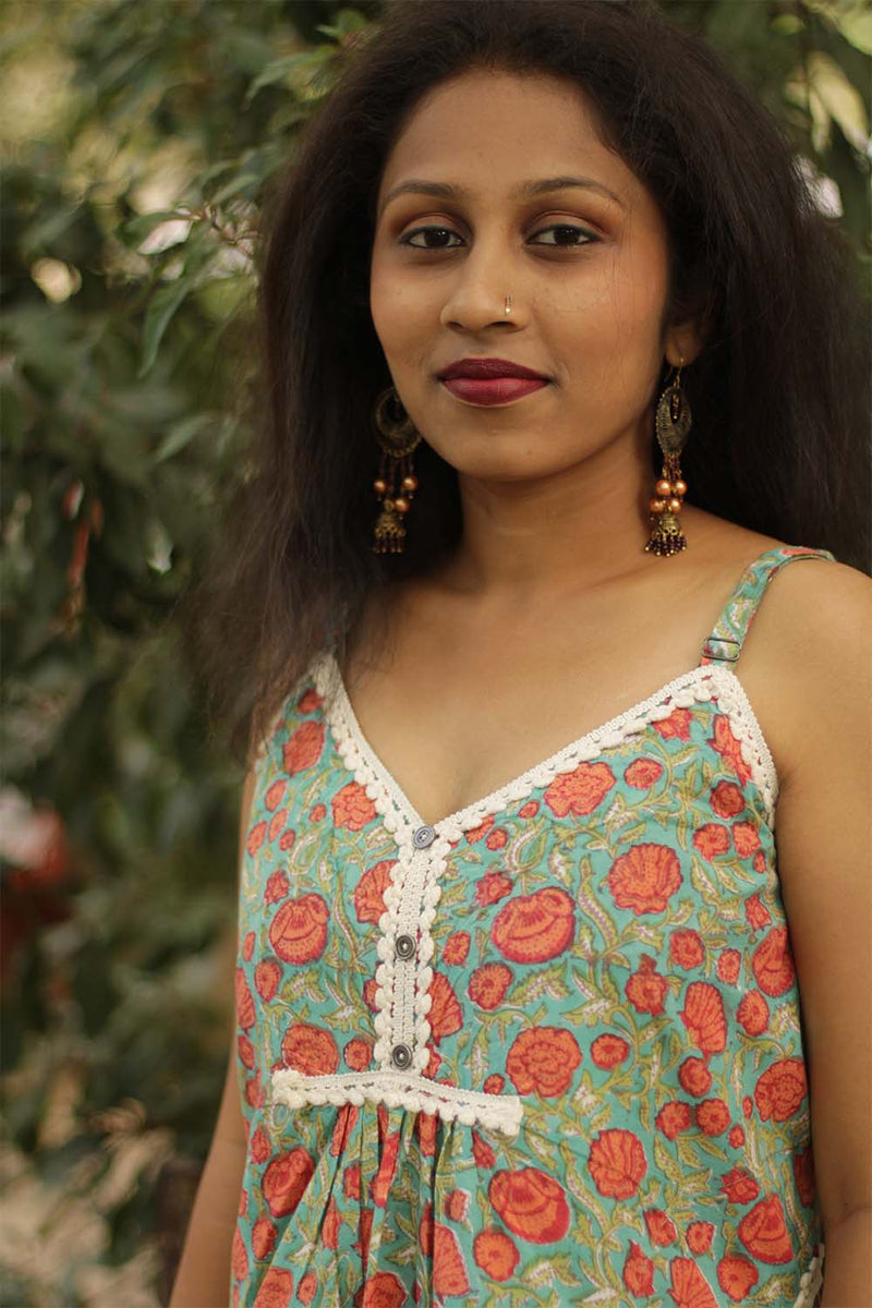 Sunset Soiree Spaghetti Dress- Sanganeri