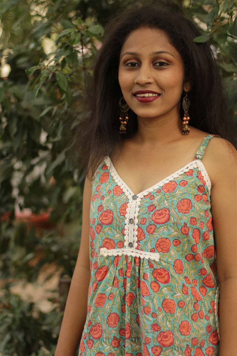 Sunset Soiree Spaghetti Dress- Sanganeri