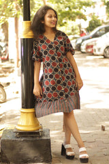 Flirty Frill Dress in Ajrakh Shatkon