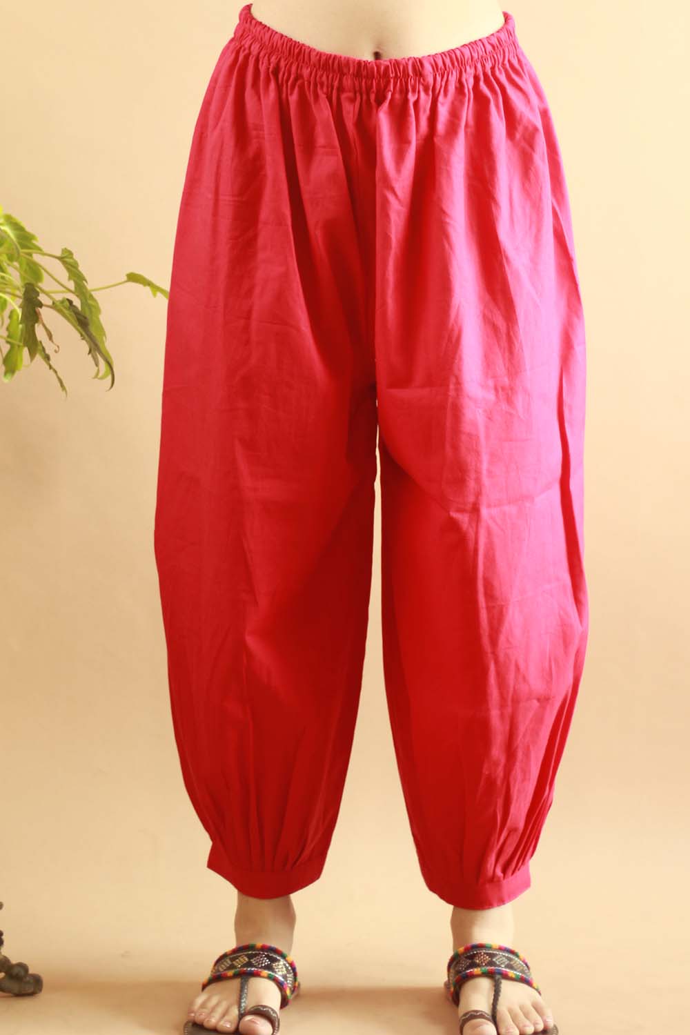 Solid Rouge Harem Pants