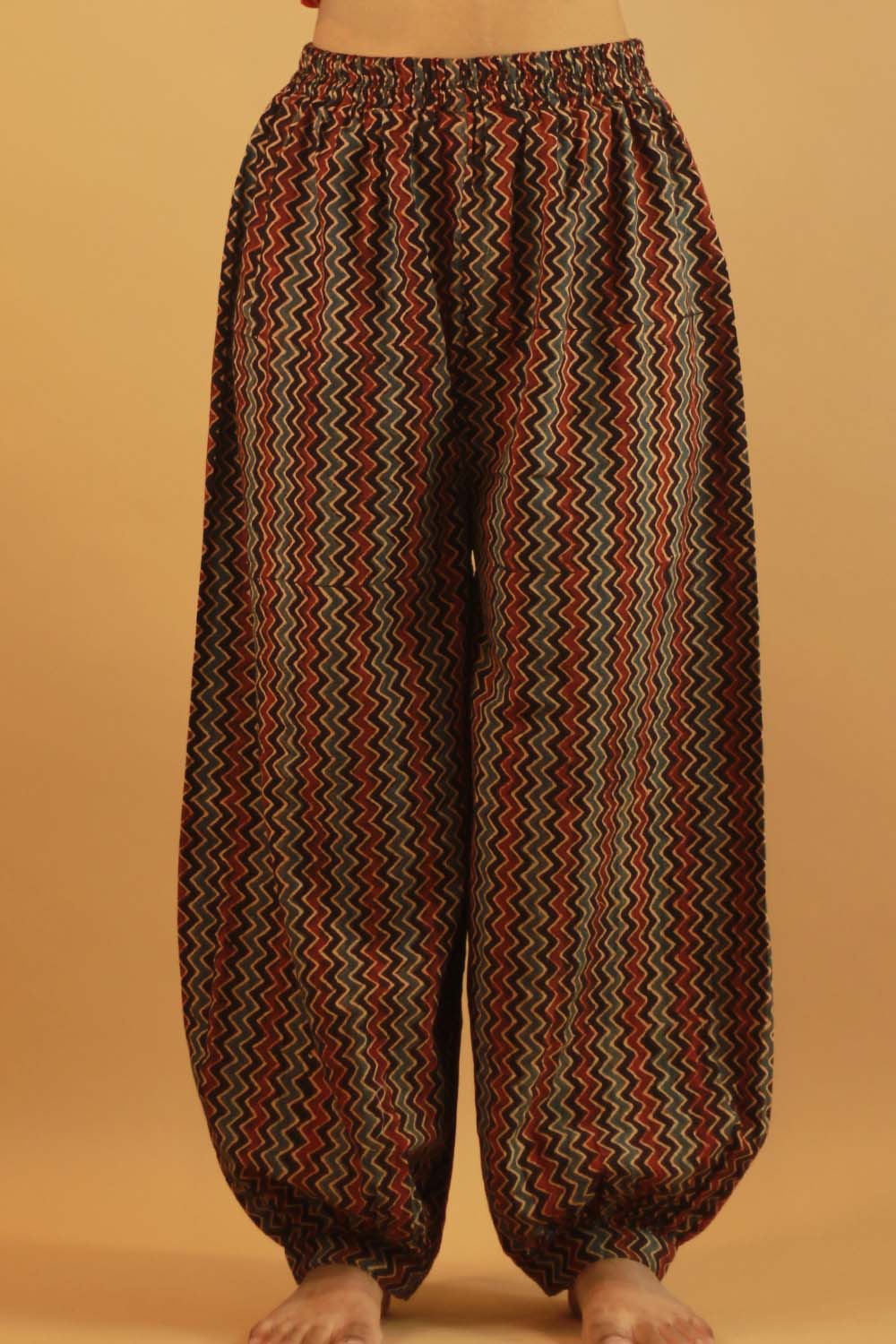 Suhaira | Harem Pants | Noir Ajrakh Chevron