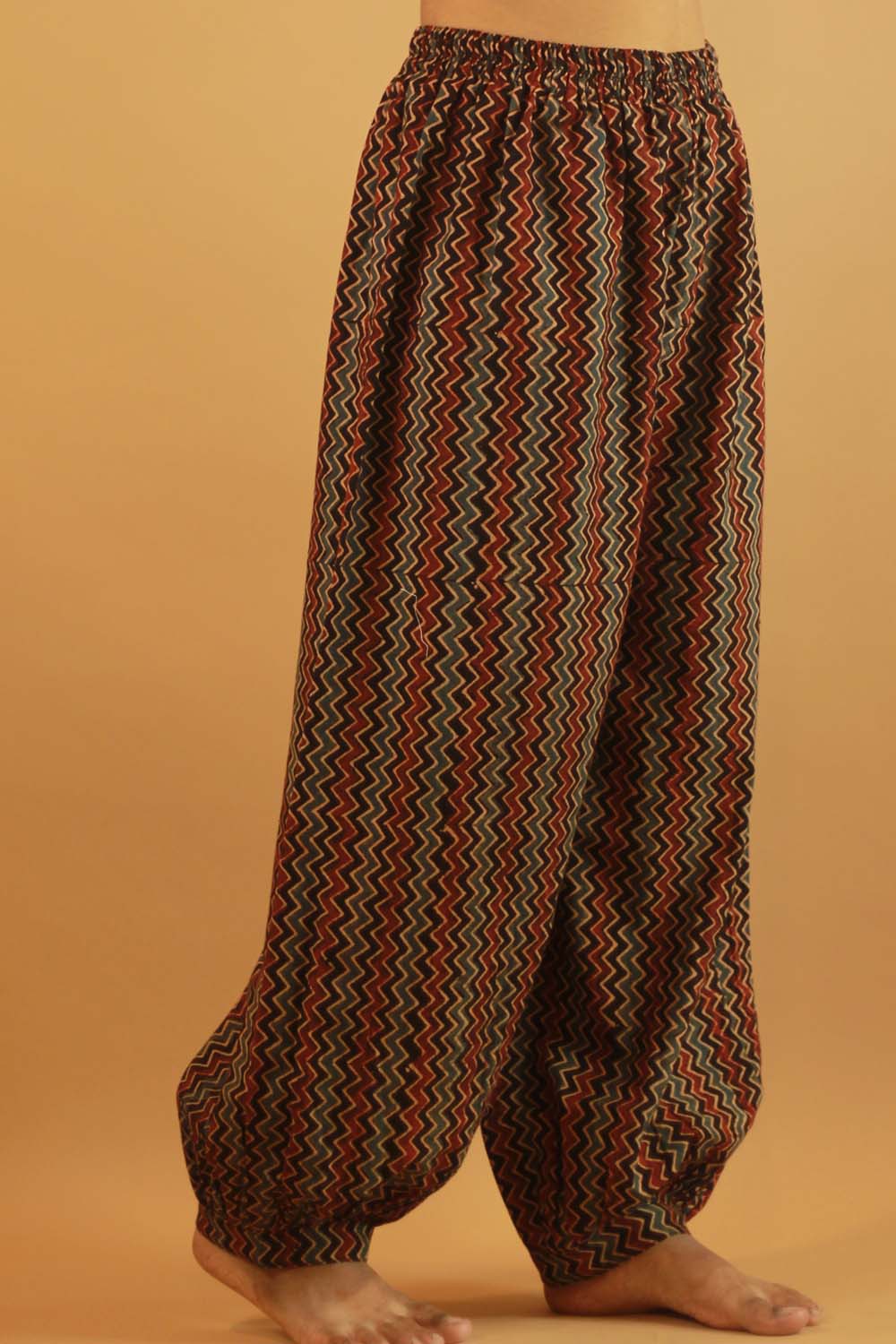 Suhaira | Harem Pants | Noir Ajrakh Chevron