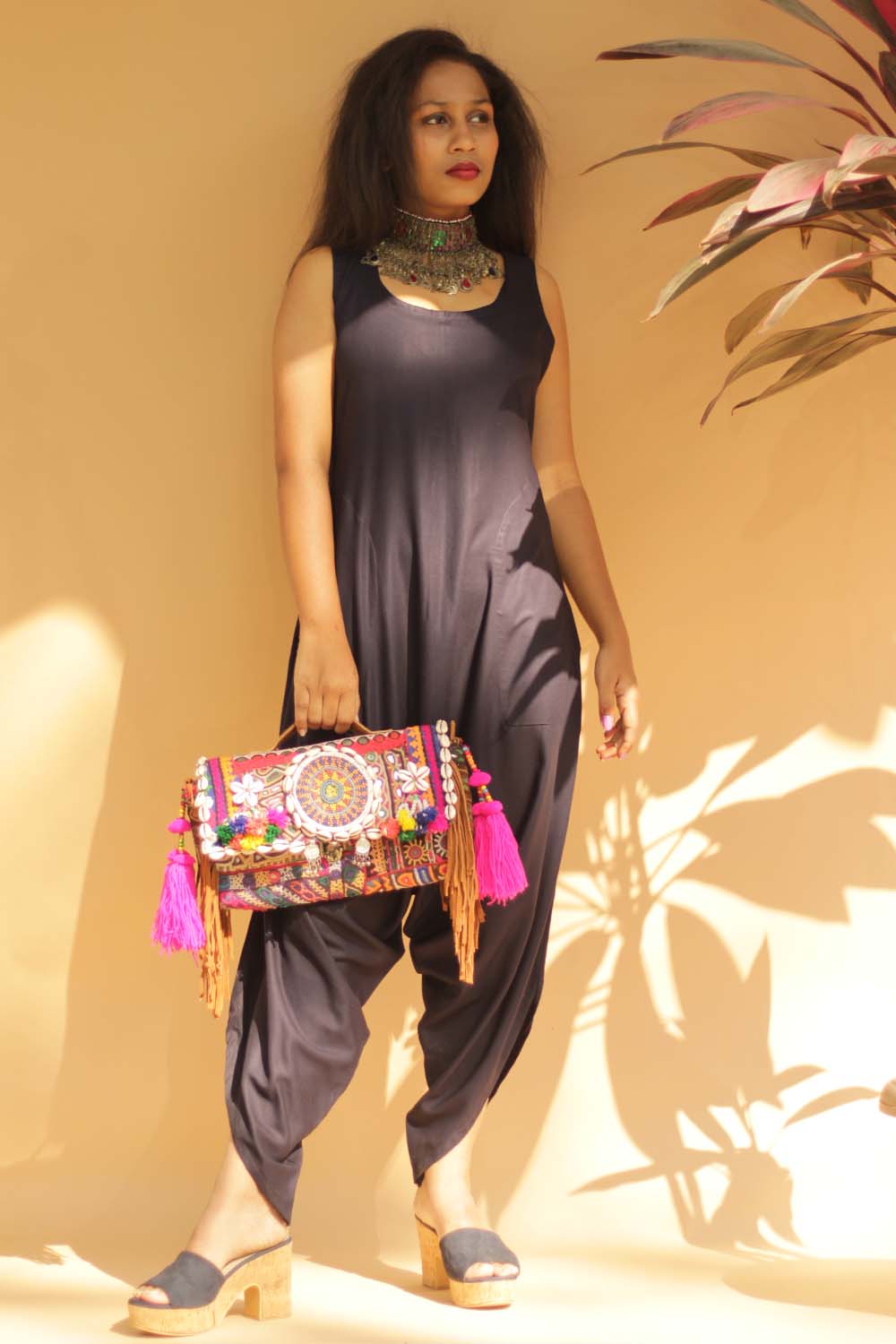 Jodhpuri Jumpsuit | Dark Blue with Ajrakh