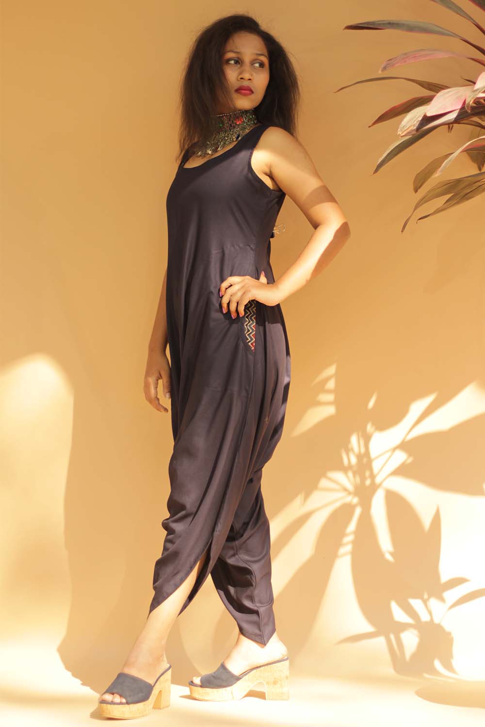 Jodhpuri Jumpsuit | Dark Blue with Ajrakh