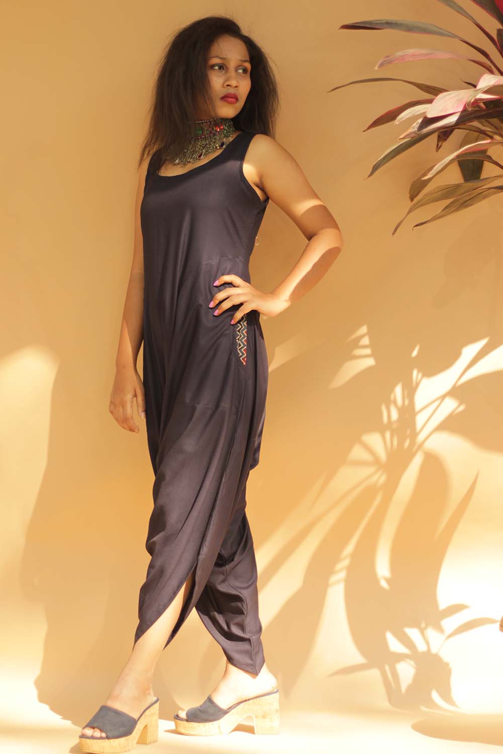 Jodhpuri Jumpsuit | Dark Blue with Ajrakh