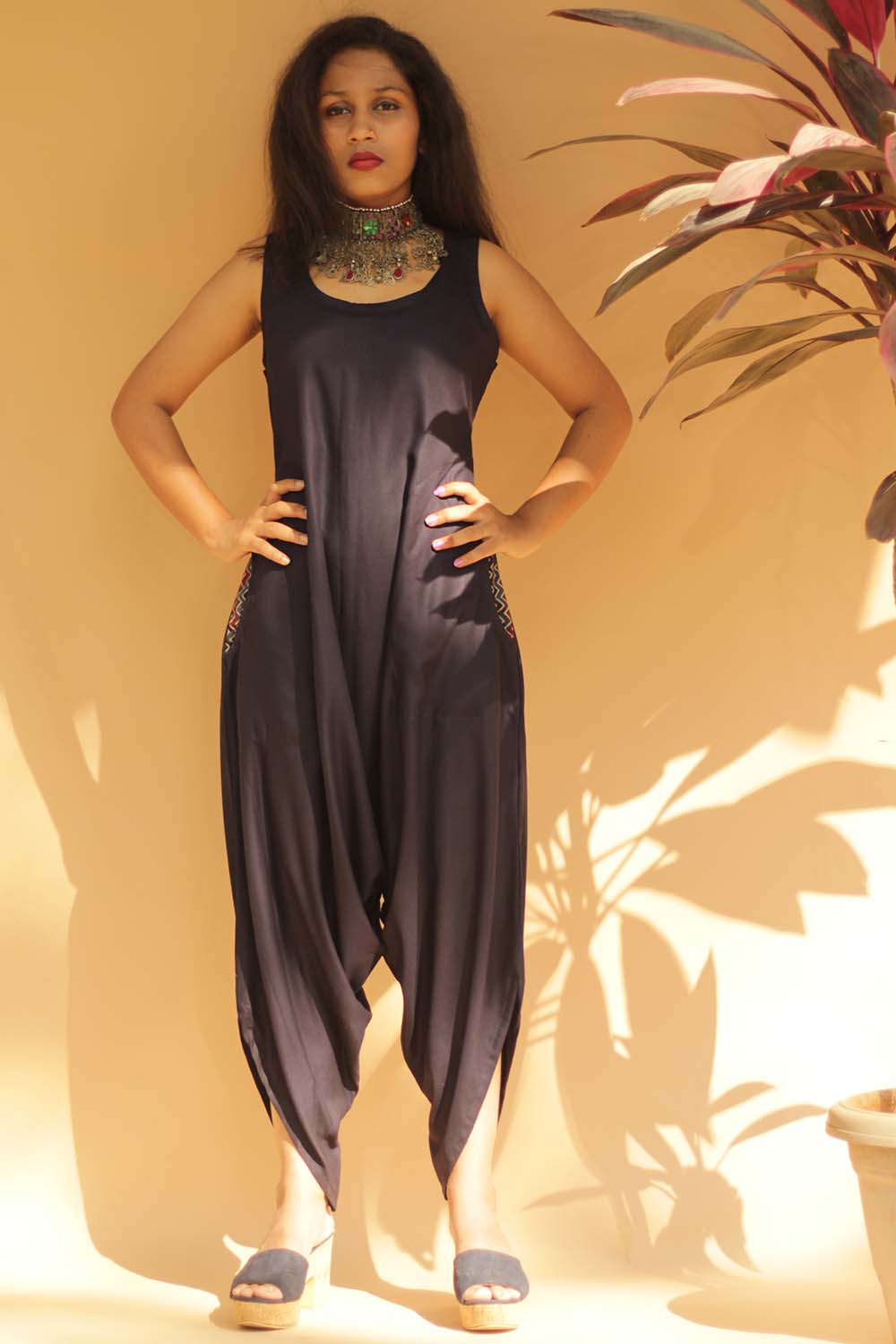 Jodhpuri Jumpsuit | Dark Blue with Ajrakh