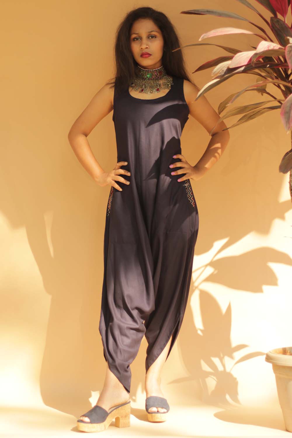 Jodhpuri Jumpsuit | Dark Blue with Ajrakh