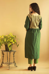 Gathered Yoke Boho Kurta - Green