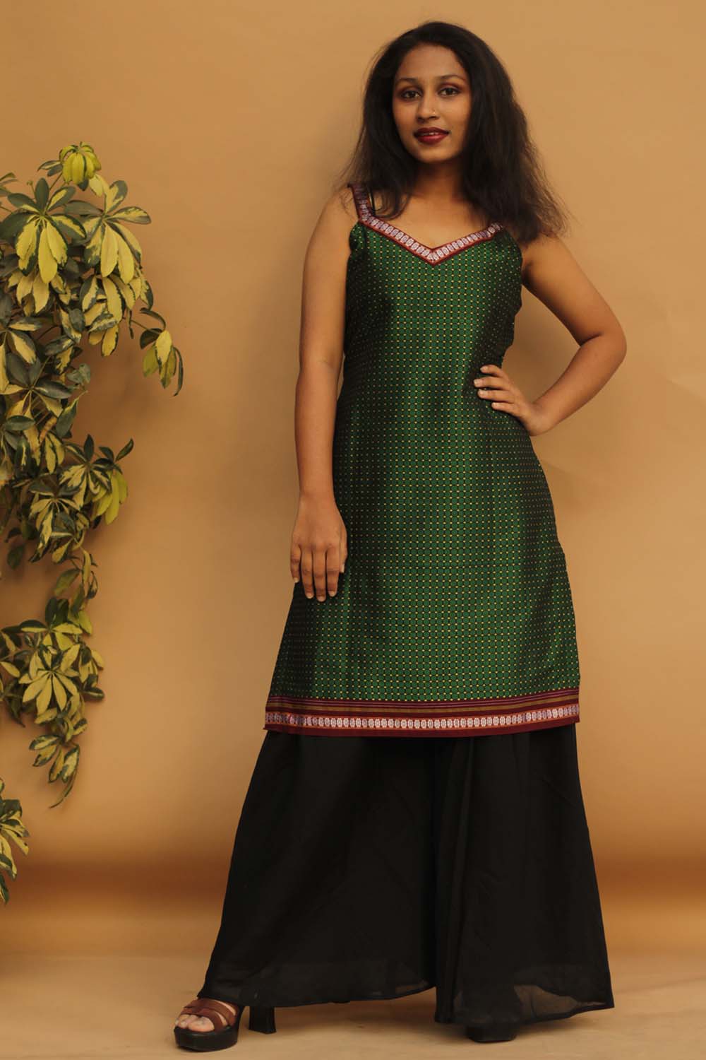 Strappy Short Kurta - Green Khunn