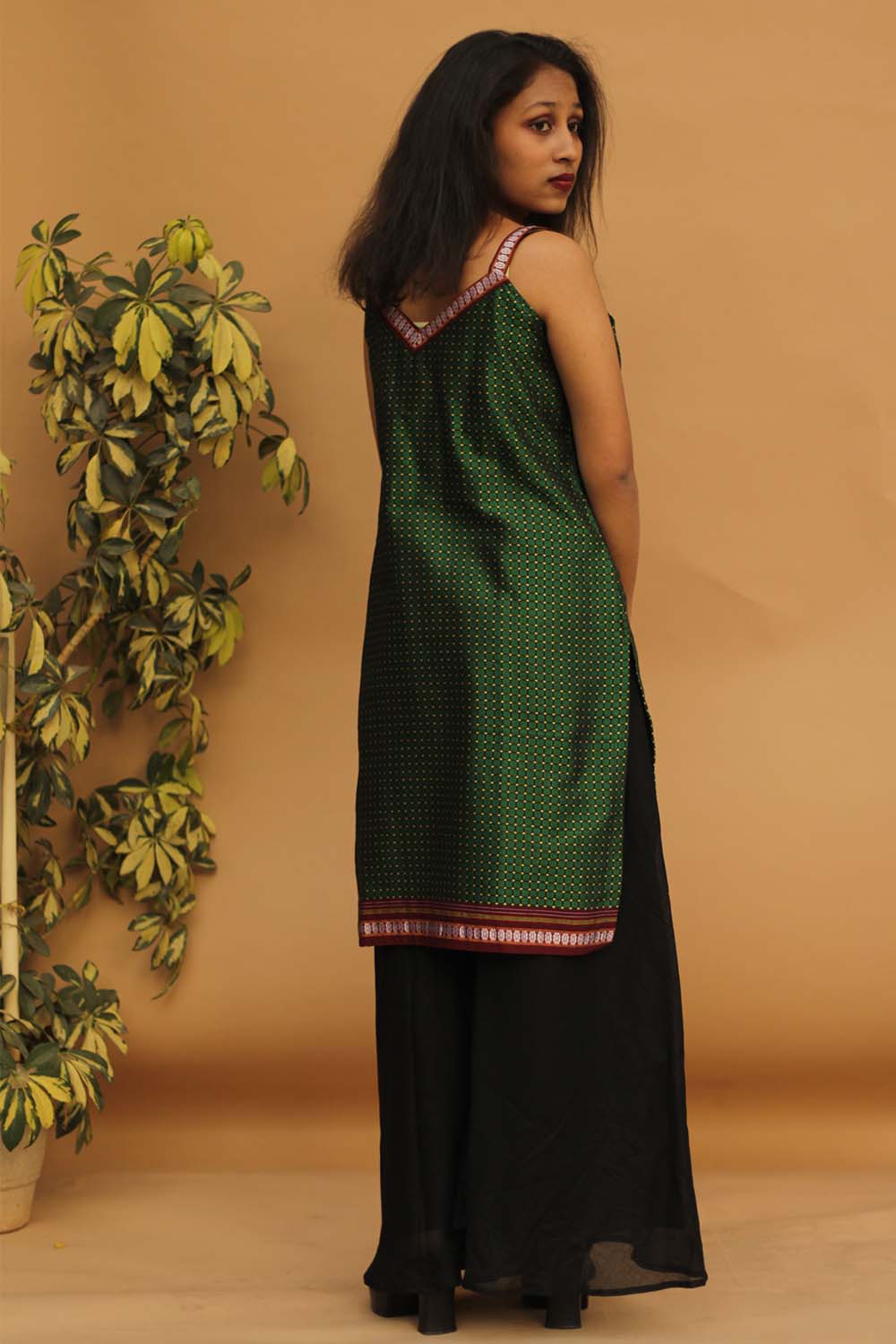 Strappy Short Kurta - Green Khunn