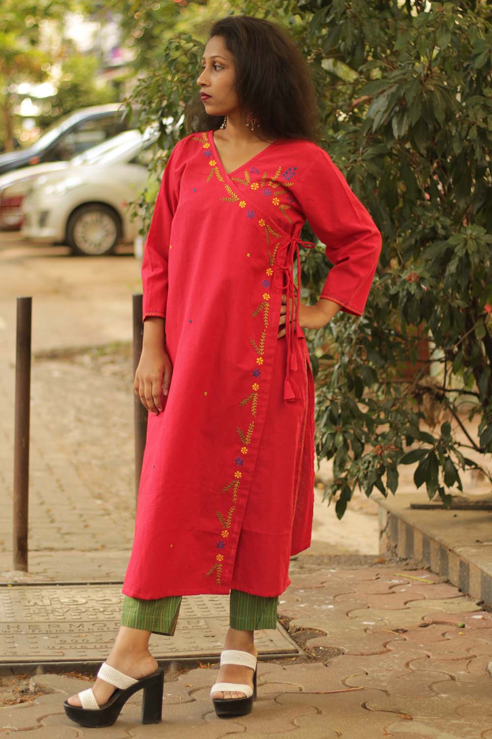 Surkh Zar- Hand Embroidered Angarkha