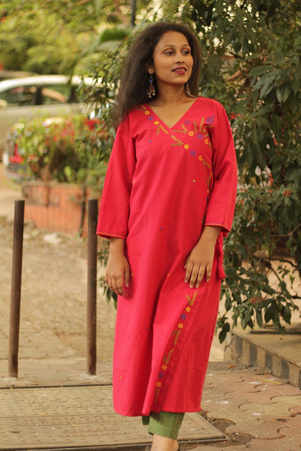 Surkh Zar- Hand Embroidered Angarkha