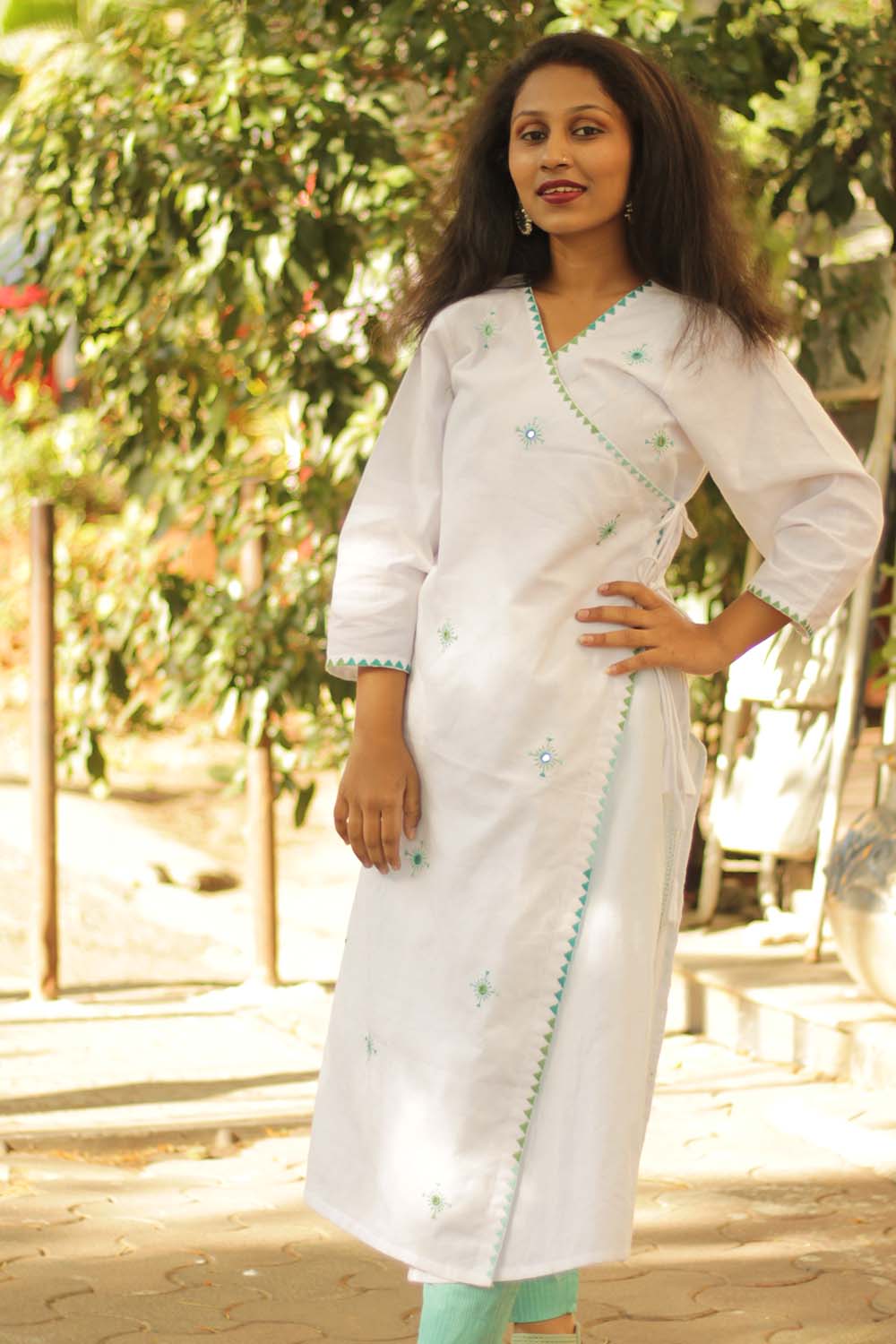 Neela Aasman- Hand Embroidered Angarkha