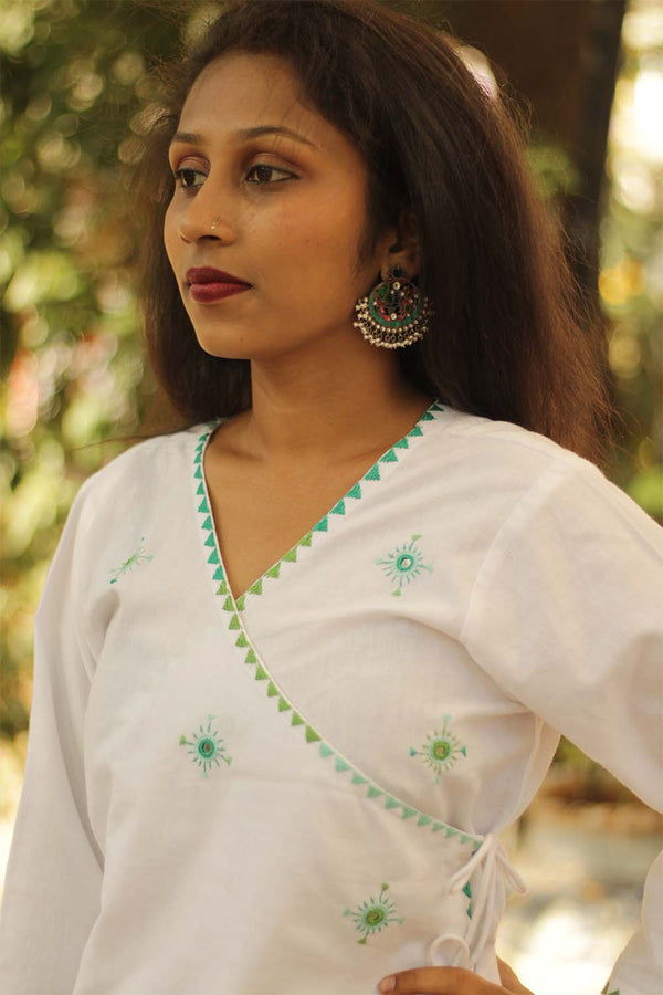 Neela Aasman- Hand Embroidered Angarkha