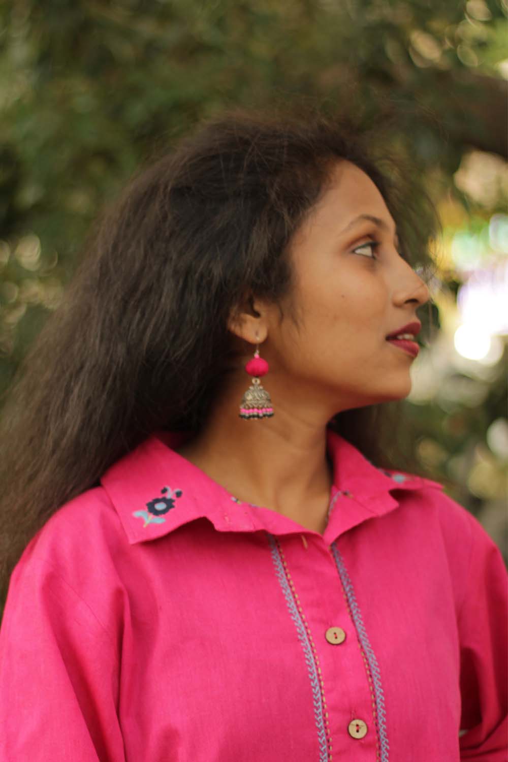 Gulaabi- Hand Embroidered Collared Kurta