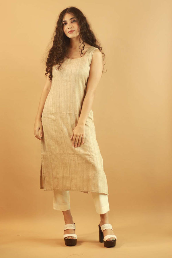 Tussar Silk Kurta- Ivory