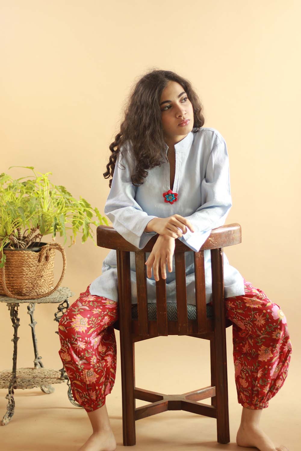 Short Kurta in Baby Blue Linen