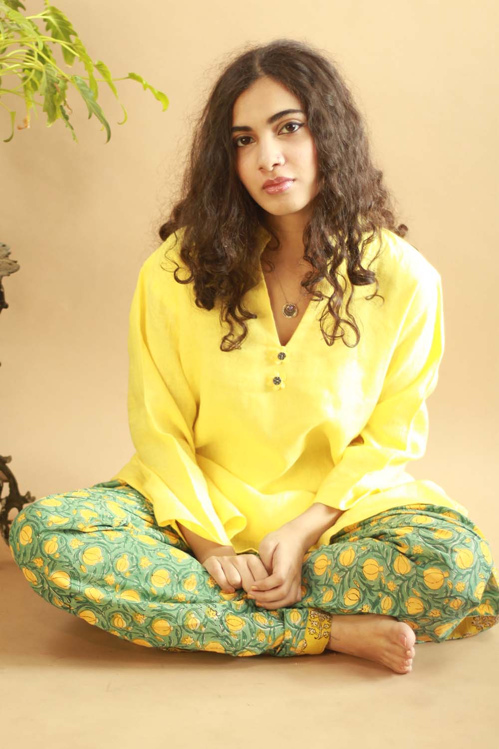 Short Kurta in Lemon Yellow Linen