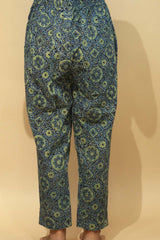 Pranava | Slim Pants |  Green Ajrakh