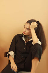 Chic Linen Shirt- Ebony