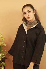 Chic Linen Shirt- Ebony