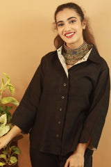 Chic Linen Shirt- Ebony