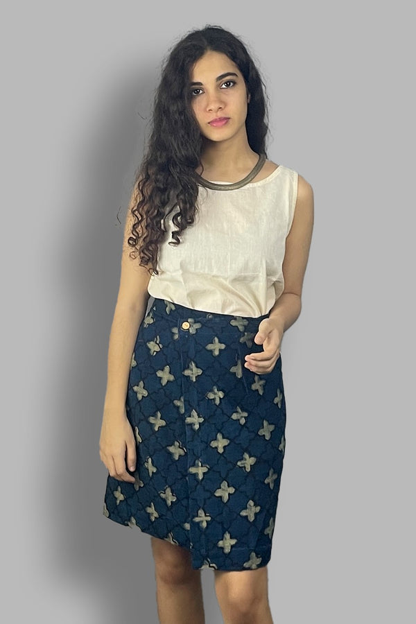 Wrap-around Skirt in Corduroy Trellis