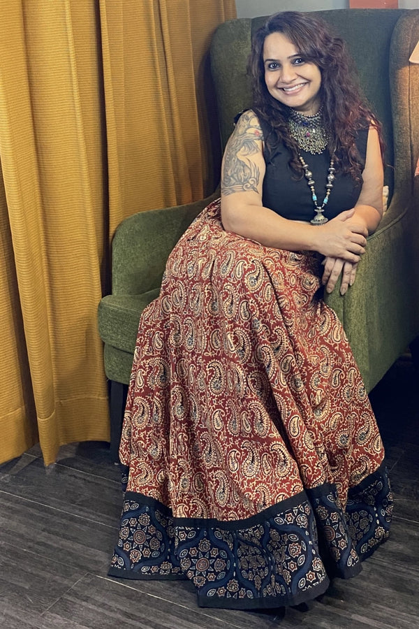 Ajrakh Long Skirt with Kairi Print