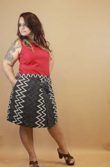 Wrap Around Corduoroy Skirt - Kantha Chevron