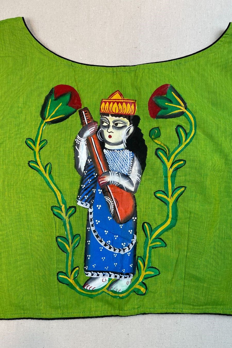 Saraswati Pattachitra Handpainted Unstitched Blouse