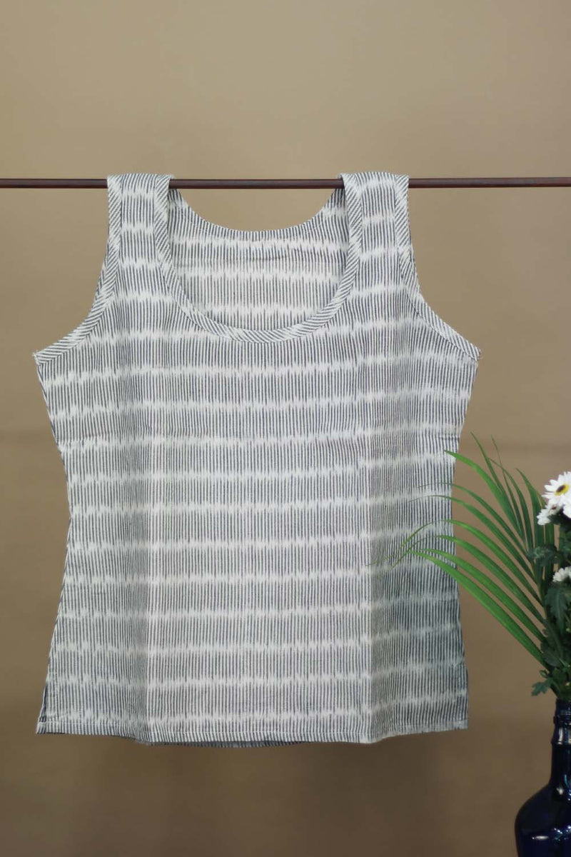 Basic Sleeveless Top - Grey Ikkat