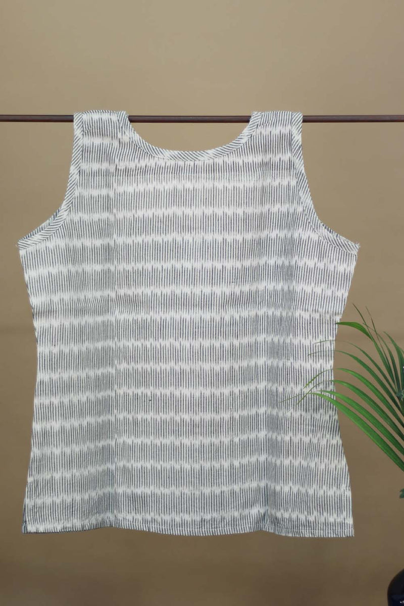 Basic Sleeveless Top - Grey Ikkat