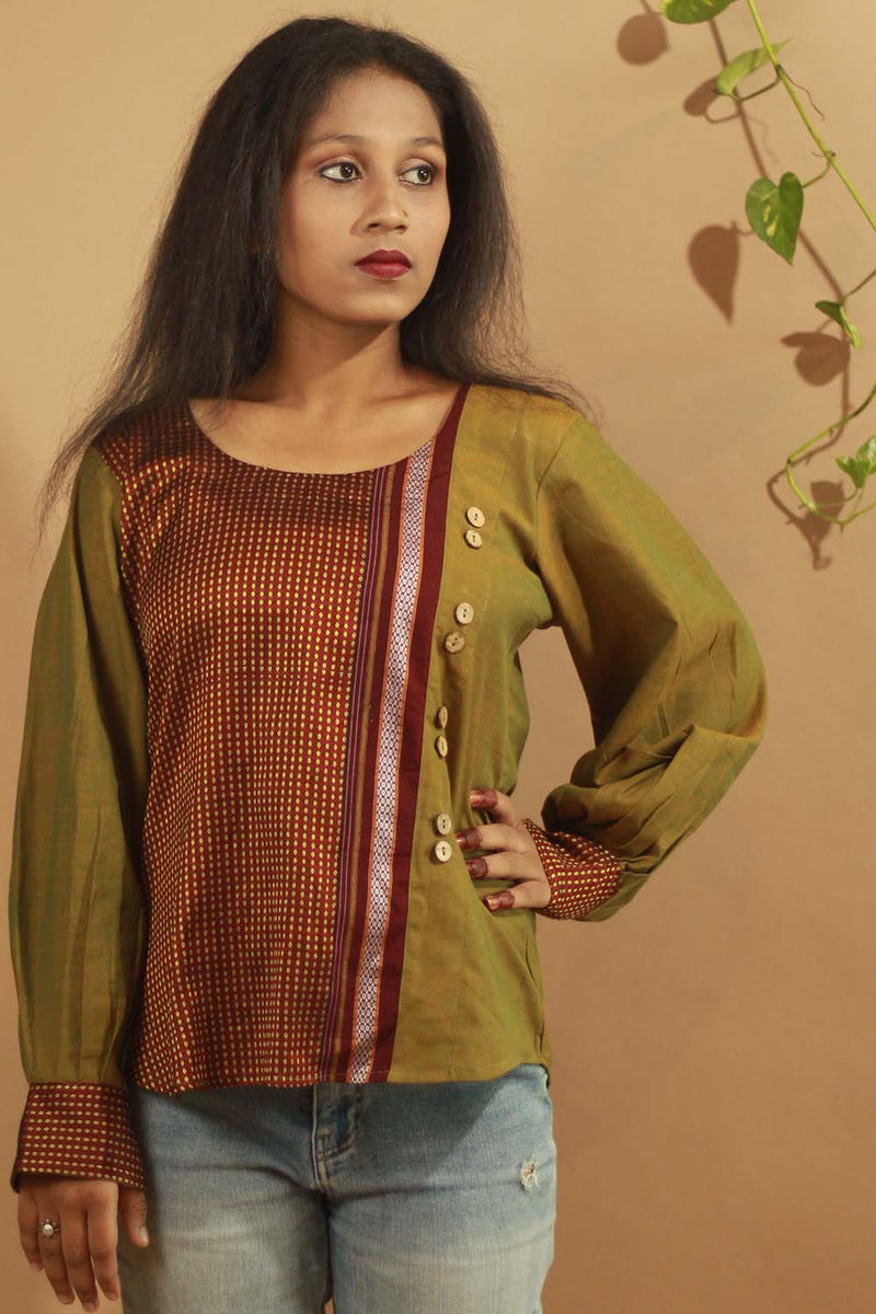 Olive-Khunn Colour Block Top