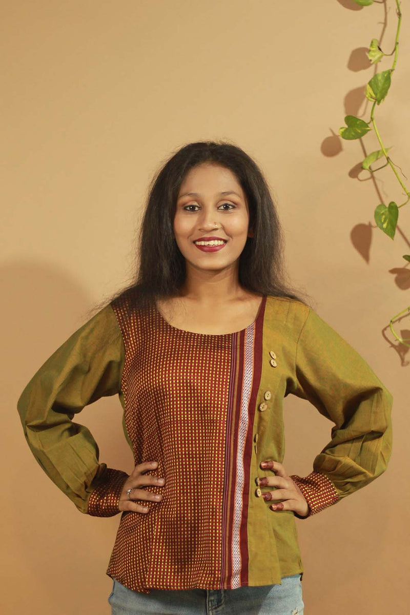Olive-Khunn Colour Block Top