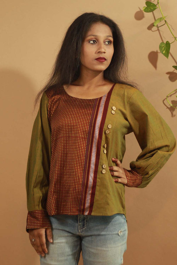 Olive-Khunn Colour Block Top